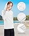 Boys' UPF 50+ Rash Guard Long Sleeve, Girls UV Sun Protection SPF Swim Hoodie, Youth Kids Lightweight Quick Dry Watersports Hooded Shirts for Outdoor Fishing Beach White