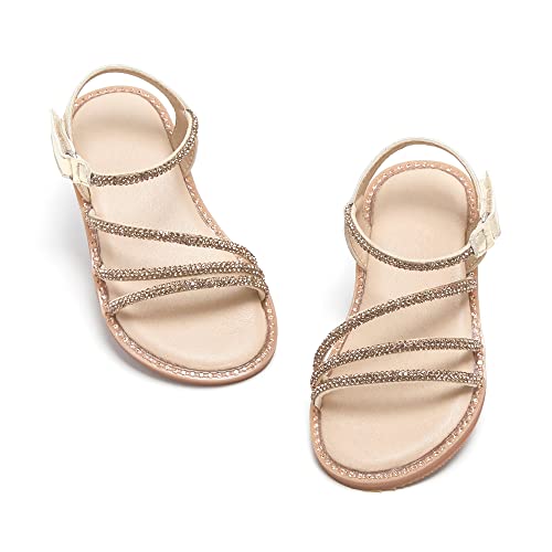 Image of Felix & Flora Toddler Girl Sandals - Flower Girl Dress Shoes Open Toe Little Kid Flats
