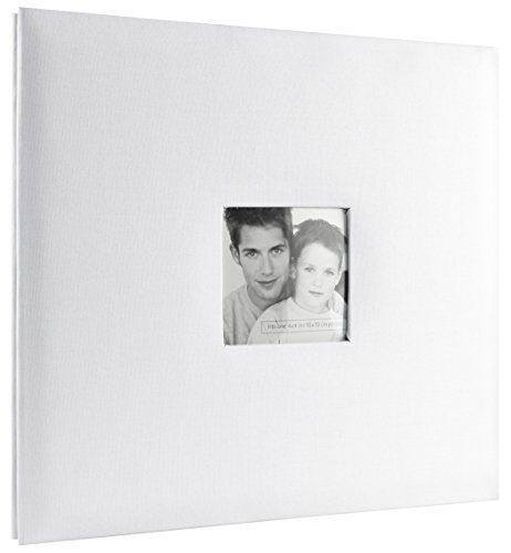 Image of MCS Expandable 10-Page Fabric Scrapbook Album with Photo Opening Cover and 12 x 12 Inch Pages, 13.5 x 12.5 Inch, White