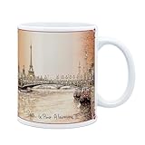 DESSAPT Arts - Paris le Pont Alexandre III et la Tour Eiffel - Mug C�ramique 325 ml - Tasse-Cadeau Unique avec les Magnifiques Paysages Parisiens - Imprim� en France - Blanc Brillant