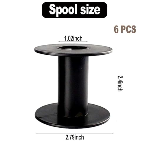 6 Pcs Plastic Spool 71mm Black Bobbin Round Ends Empty Thread Spools for Sewing Embroidery Yarn Ribbon DIY Crafts (Black) - Thumbnail 2