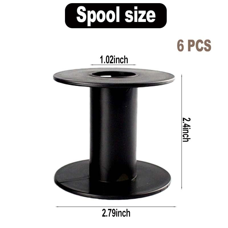Image of 6 Pcs Plastic Spool 71mm Black Bobbin Round Ends Empty Thread Spools for Sewing Embroidery Yarn Ribbon DIY Crafts