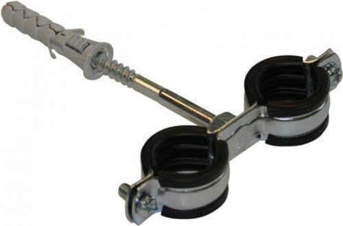 Anti Vibration Double Metal Pipe Clips Clamps Rubber Lined for 15-20mm Pipes (3/8" BSP)