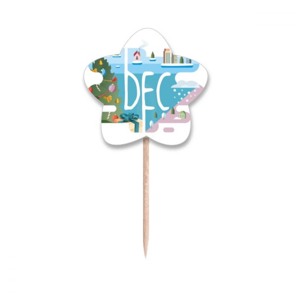 Illustration cure-dents drapeaux Décembre pour pique-nique chic et buffet de fête de saison