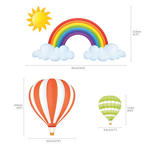 DECOWALL-DS8-1801-Rainbow-and-Hot-Air-Balloons-Kids-Wall-Stickers-Wall-Decals-Peel-and-Stick-Removable-Wall-Stickers-for-Kids-Nursery-Bedroom-Living-Room-dcor