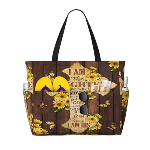 Daughter Of A King Butterfly Large Capacity Waterproof Beach Travel Bag With Multiple Pockets - Sandproof Tote For Swimming & Camping