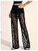 RoseSeek Women's Y2K Floral Lace See Through Pants Sheer Straight Leg Long Pants Club Wear Lace Black Tall-L