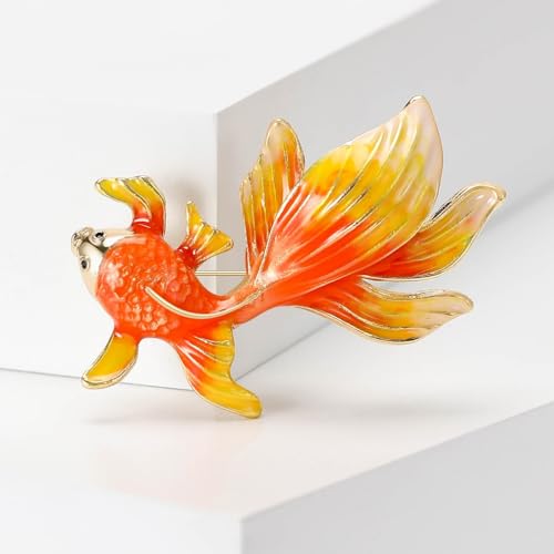 Image of Goldfish Brooch Pins for Women, Lucky Koi Carp Fish Brooch Pin, Cute Goldfish Animal Brooch Lapel Pin, Bohemian Goldfish Brooches Pins for Women Hat Bag Suit Dress Accessories