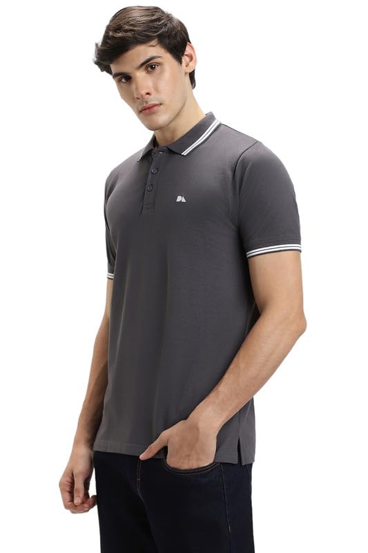 Image of Dennis Lingo Men's Cotton Solid Regular Fit Mandarin Collar Short Sleeve Polo Tshirt