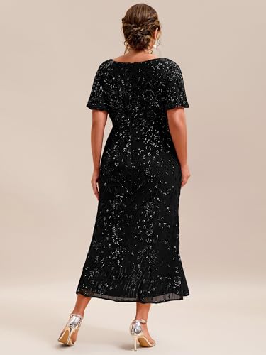 Image of Ever-Pretty Plus Women's Sequin Maxi Plus Size Formal Mother of Bride Dress