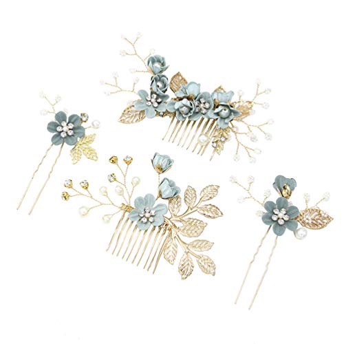 Peines de novia con flores y diamantes de imitación para tocado de boda