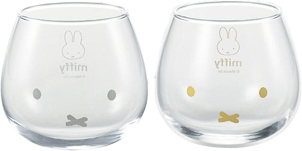 Kaneshotouki KN40150 Bruna Tumbler Pair Set, Miffy, 11.8 fl oz (320 ml), Glass, Gold, Silver