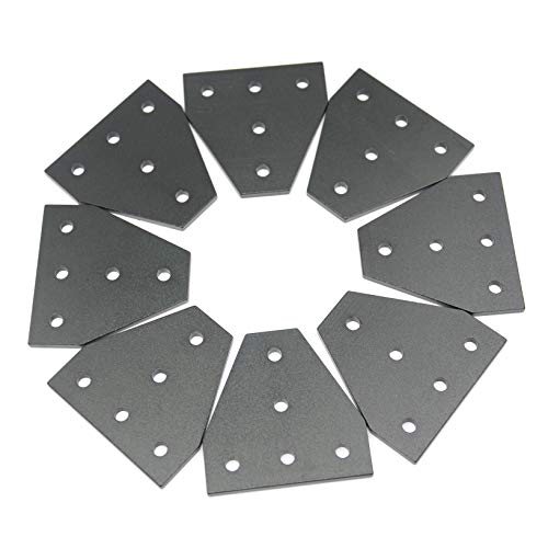 Zeberoxyz 8 STÜCKE Schwarz T-Form-Eckwinkelplatte, 5-Loch 90-Grad-Verbindungsbrettplatte für Schlitz 6 mm 2020 Serie Aluminiumprofil 3D-Druckerrahmen (8 STÜCKE Schwarz-T)