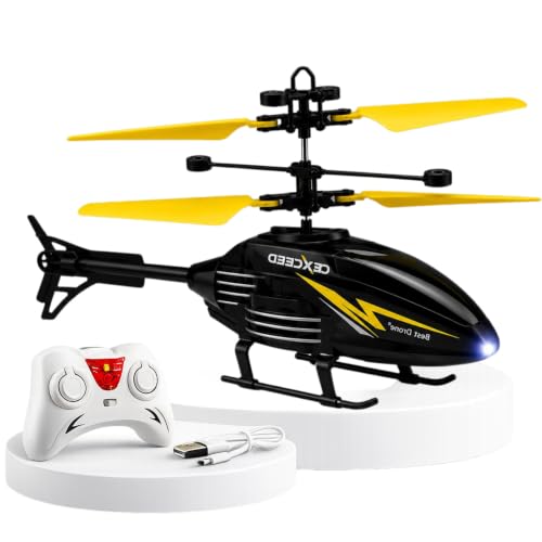 Image of RC Helicopter with Hand Gravity Sensor for Kids 4+, Flying Remote Control Helicopter Toy, Chargeable with Safety Sensor, Indoor Outdoor Play, for Boys & Girls - Pack of 1 (BLACKYELLOW)