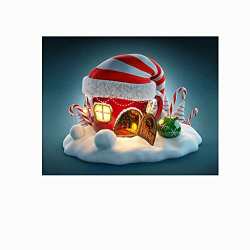 Papier Peint Toile Premium Imprimé 3D Cabane Rouge