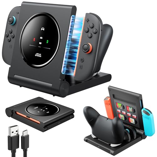 JSAUX Switch 2 Pro�R���g���[���[�Ή� 5 in 1�[�d�h�b�N�ASwitch 1/2 �R���g���[���[�Ή��A�܂肽���ݎ��[�ALED�C���W�P�[�^�[�A�Q�[���J�[�h4����SD�J�[�h4�����[�A1.5m�P�[�u���t��