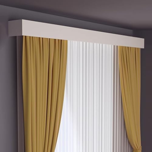 Pure White Ceiling-Mounted Room Divider - Top of The Line Blocking Single Track Moving Boxes for Living Room & Bedroom Privacy, 100cm/39.3in