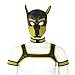 YiQin RWSX Weiche Latex-Hundemaske mit Ohren, Welpenmaske für Cosplay-Party-Maskerade Set (Maske, Halsband, Armbinde, Riemen) (Color : Yellow, Size : X-Large)