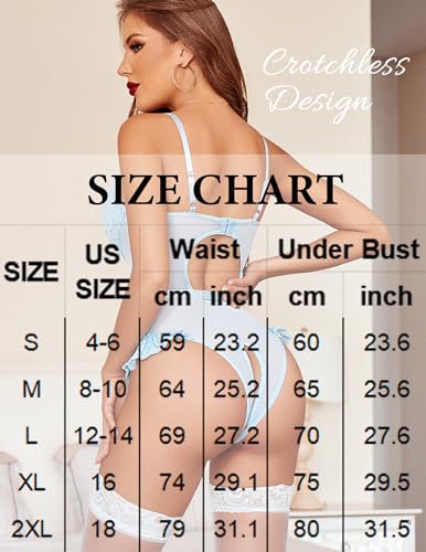 Image of Avidlove Lingerie for Women Mesh Lace Bodysuit Sexy Wireless Garter Lingerie Set Teddy Lingerie(No Stockings)