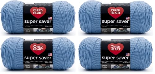 Image of Red Heart Super Saver Jumbo Periwinkle Yarn - 4 Pack of 14oz /396g - Acrylic - 4 Medium (Worsted) - 744 Yards - Knitting /Crochet