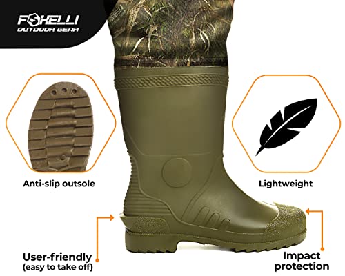 Foxelli Hip Waders – Waterproof Camo Hip Waders For Men & Women With Boots Lightweight Wading Hip Boots For Fishing & Hunting #TOP4