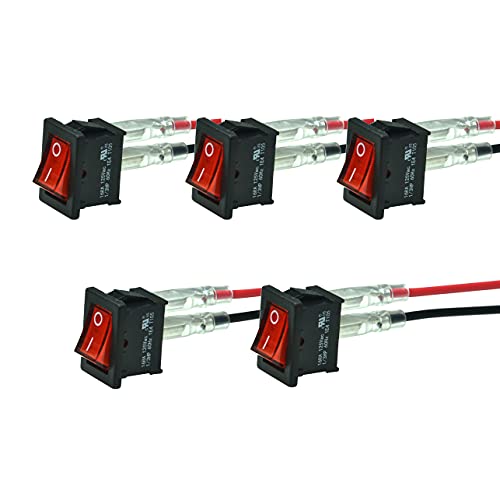 Filshu 5Pcs Snap-In Square Rocker Switch With Wires,Toggle Power Switch Spst On-Off 2 Pin, Use For 12V Car Automotive Boat 110V Household Appliances(Without Led) #TOP15