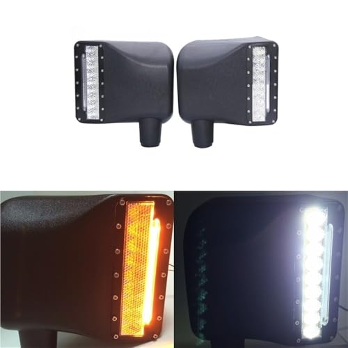 Luz señal giro lateral para Wrangler JK intermitentes blanco ámbar en carcasas espejos 3