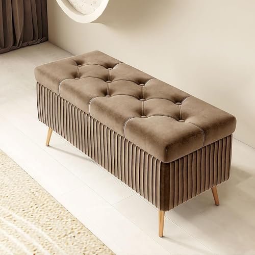 Repose-pieds avec pieds et coffre ottoman en bois multi-usage de 120cm
