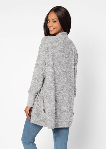 Image of chicka-d Women's Cozy Fleece Cardigan Heather Grey