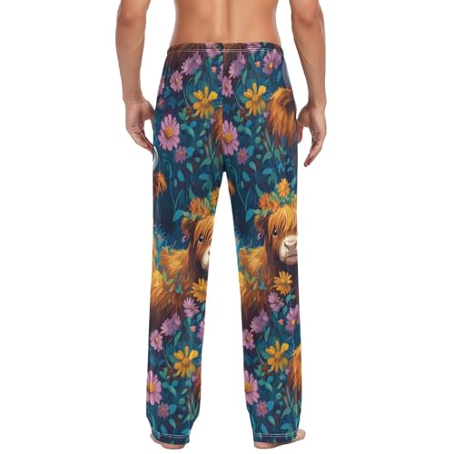 AIXIWAWA Highland Cows Mens Pajama Pants Cozy Sleepwear Lounge PJ Bottoms with Pocket Drawstring S2