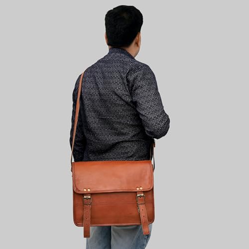 Image of cuero Genuine Leather iPad /Tablet Bag Messenger Bag Small Briefcase CrossBody Shoulder Bag for Men and Women