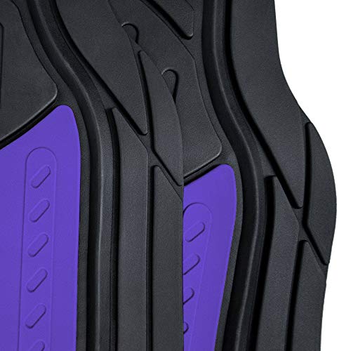 Image of FH Group Monster Eye Full Set Rubber Floor Mats w. Trimmable Vinyl Trunk Liner /Cargo Mat Black- Fit Most Car, Truck, SUV, or Van (Purple /Black) F11313- F16403