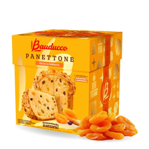 Panettone Bauducco Frutas E Damasco Com Cobertura Açucarada E Amêndoas 500g Natal