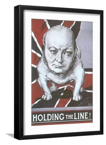 ART.COM Wall Art Print Winston Churchill as Bulldog on Black Frame