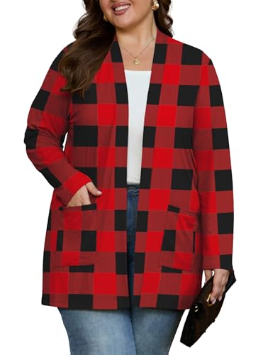 Image of OLRIK Plus Size Cardigan for Women 2026 Lightweight Open Front with Pockets
