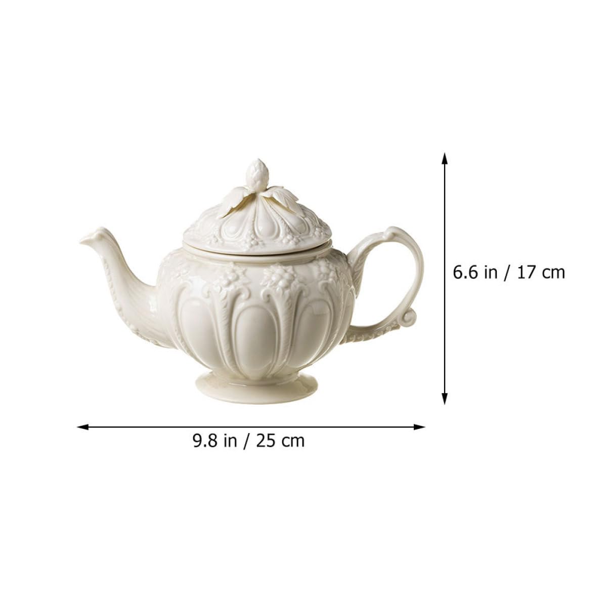 BESTOYARD Cafetera de Estilo Británico Vintage Relieve, Capacidad Grande y Asa Cómoda de Cerámica Beige para Uso en Cocina Retro