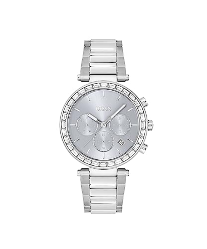BOSS Andra Qtz Multifunction Blue Round Dial Womens Watch|Stainless Steel Material|Silver Color Band - 1502692 (B0BZYRMLSV) Amazon Price History, Amazon Price Tracker