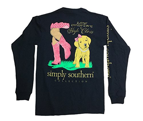 Simply Southern Low Country High Class Adult Long Sleeve T-shirt-Navy-large