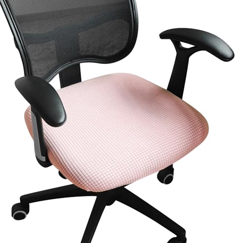 Image of FORCHEER Office Desk Chair Seat Covers Jacquard Fabric Computer Chair Seat Cushion Slipcovers-Pink