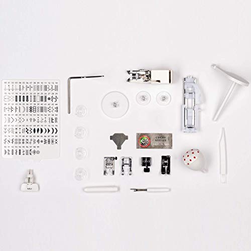 Janome JW8100 Fully-Featured Computerized Sewing Machine with 100 Stitches, 7 Buttonholes, Hard Cover, Extension Table and 22 Accessories