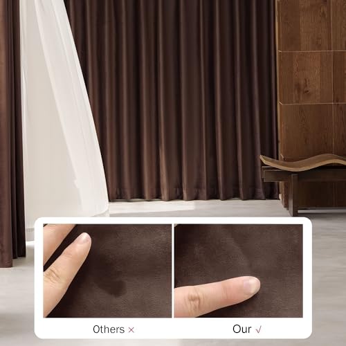 Image of Beauoop Coffee Brown Velvet Curtains 84 Inches Long 2 Panels for Bedroom Living Room Soft Luxury Room Darkening Thermal Insulated Soundproof Rod Pocket Window Treatments Drapes, 52X84 Set of 2