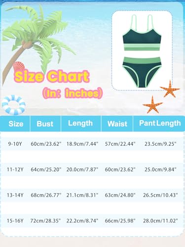 Image of Girl's 2 Piece Swimsuit Solid Spaghetti Strap Bikini Sets Beach Bathing Suit Swimwear for Teen Kids