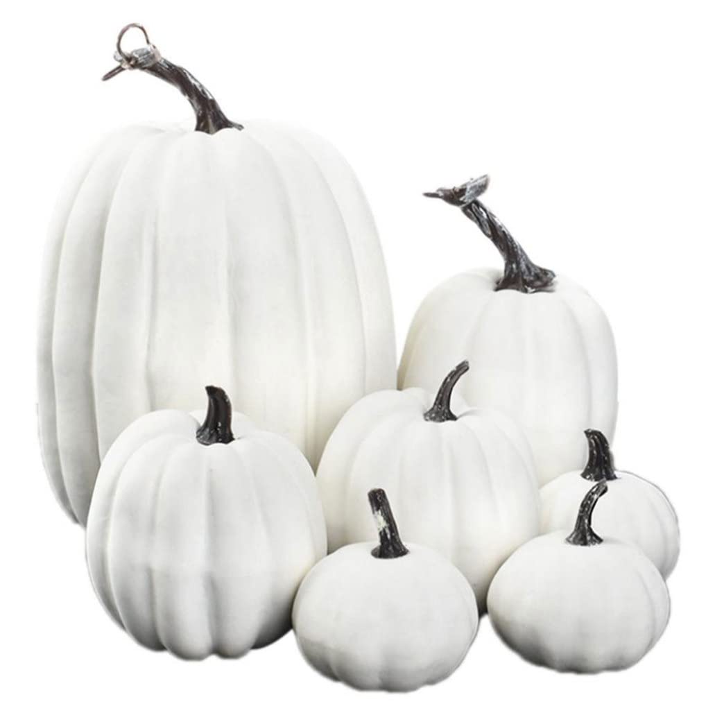 Striegro 7Pcs White Halloween Pumpkin Decorations..