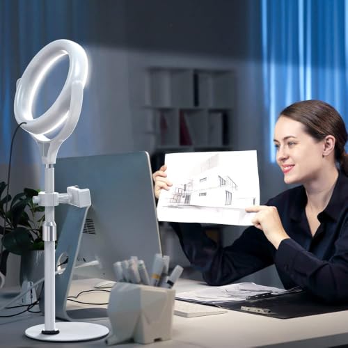 Image of 8 inch Desk Ring Light with Stand, Adjustable Zoom Lighting for Computer | Circle Light for Video Conference, Zoom Calls, Virtual Meeting, Video Recording, Streaming, Podcast, Webcam