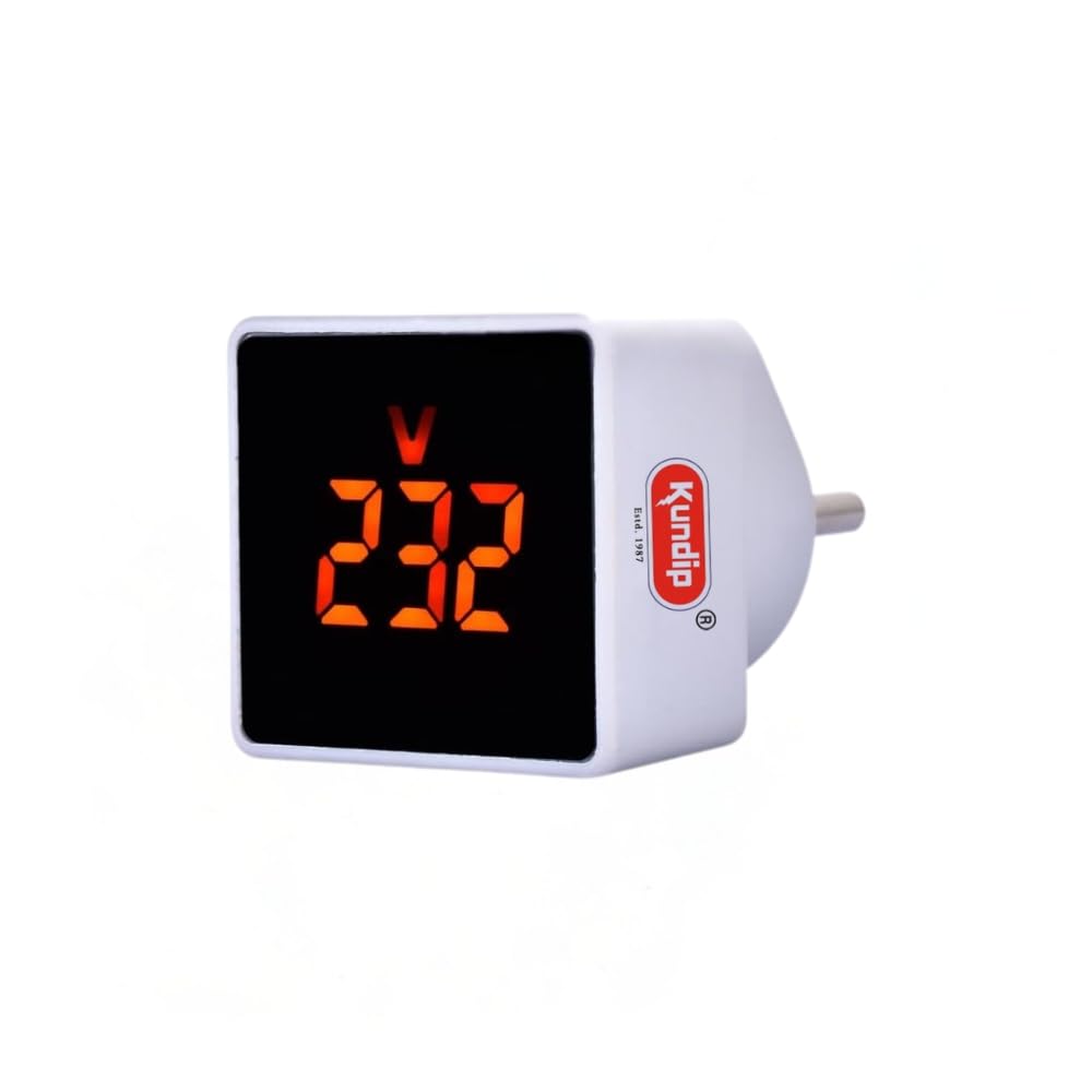 Kundip Plug-in Digital Volt Meter (50–300VAC) with LCD Display | Compact small size voltage tester for Home, Office, & Commercial Use - White (1)-image-9