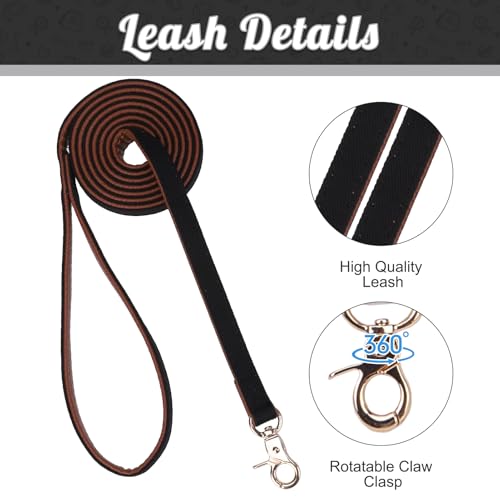 Image of EXPAWLORER Dog Collar and Leash Set - Dog Tuxedo Wedding Outfit Puppy Collar with Suit and Tie, Cute Ring Bearer in Tux Bow and Bandana Design, Proposal Costume for Small Pets