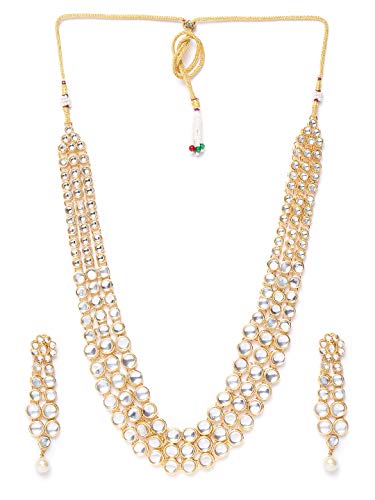 Vishal-Vatika Indian Traditional Design Gold Tone Long Kundan Necklace for Women Wedding Jewelry