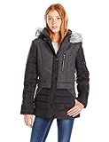 Celebrity Pink Junior's Mid Length Puffer with Wool, Jet Black, X-Small