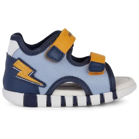 Geox Boys' Leather Sandals in Navy Yellow Cover