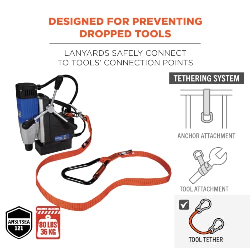 Image of Ergodyne Squids 3149 Heavy Duty Tool Lanyard, Double Locking Carabiner, Tool Weight Capacity 80lbs